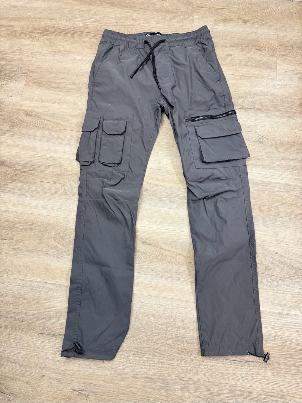 Akademiks Gray Cargo Pants Men’s Small Utility Streetwear Drawstring 0420
